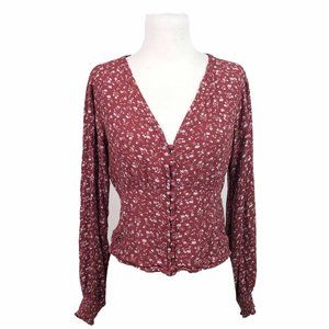 Abercrombie & Fitch Red Floral Blouse